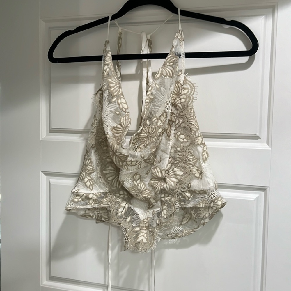 Free people backless crop shirt